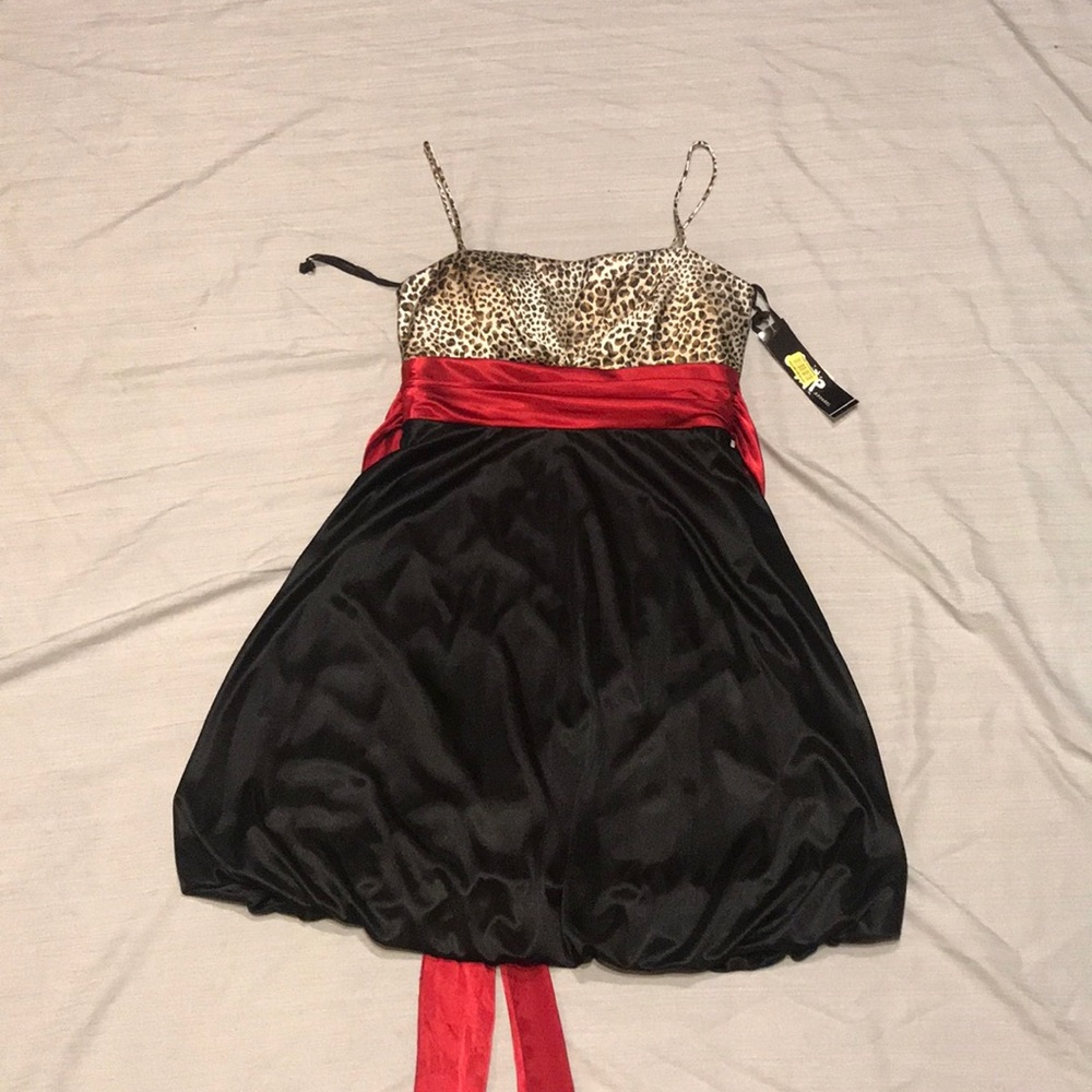 A Black and Cheeta print dress